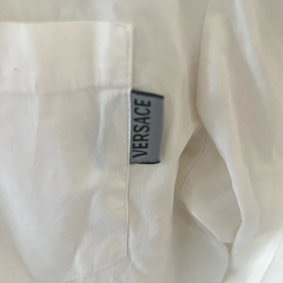 Vintage Y2K 90s Versace Jeans Couture White Embellished Button Front Shirt Sz S - Picture 3 of 6